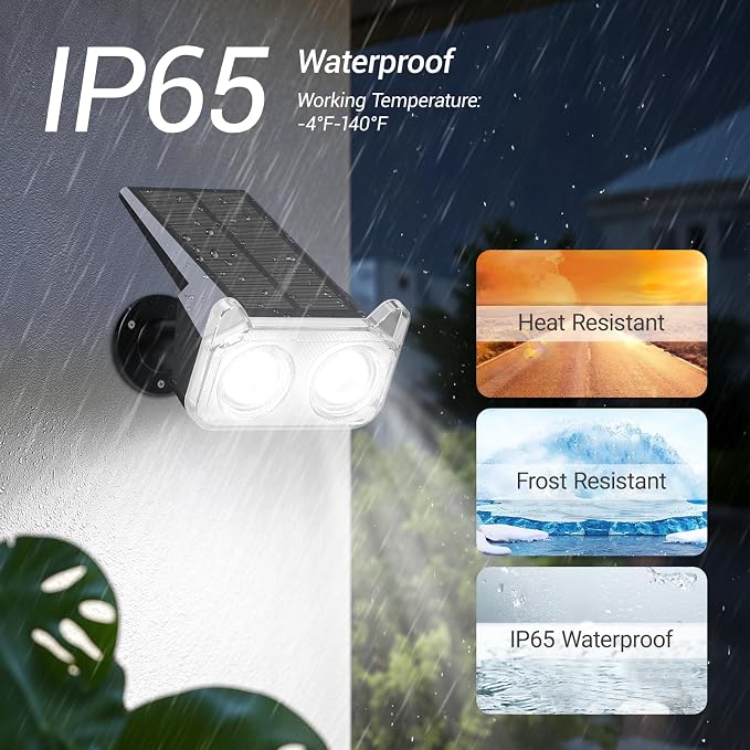 WdtPro Upgraded Bright Solar Lights Outdoor Waterproof, Auto ON/Off Solar Spot - Image 4
