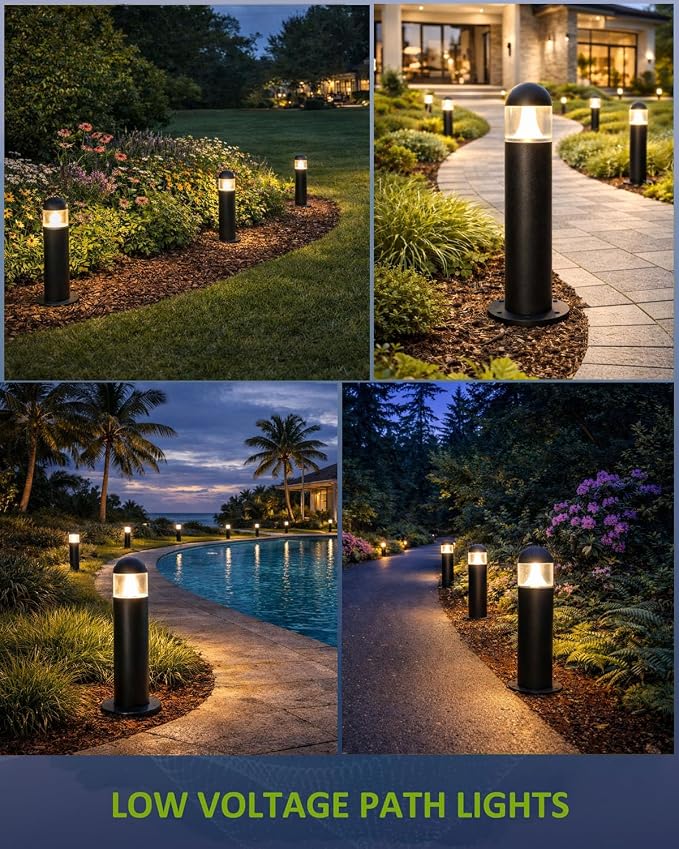 8 Pack Aluminum Low Voltage Landscape Pathway Lights Wired, Outdoor Modern 12V - Image 5