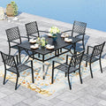 PHI VILLA 7 Piece Metal Outdoor Patio Dining Bistro Sets by PHIVILLAThepioneerofcomfortablehouseholdsupplies
