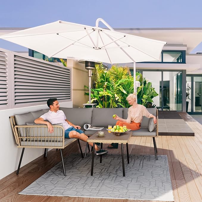 YITAHOME 4 Pieces Patio Furniture Set, Outdoor Wicker Conversation Sectional - Image 8