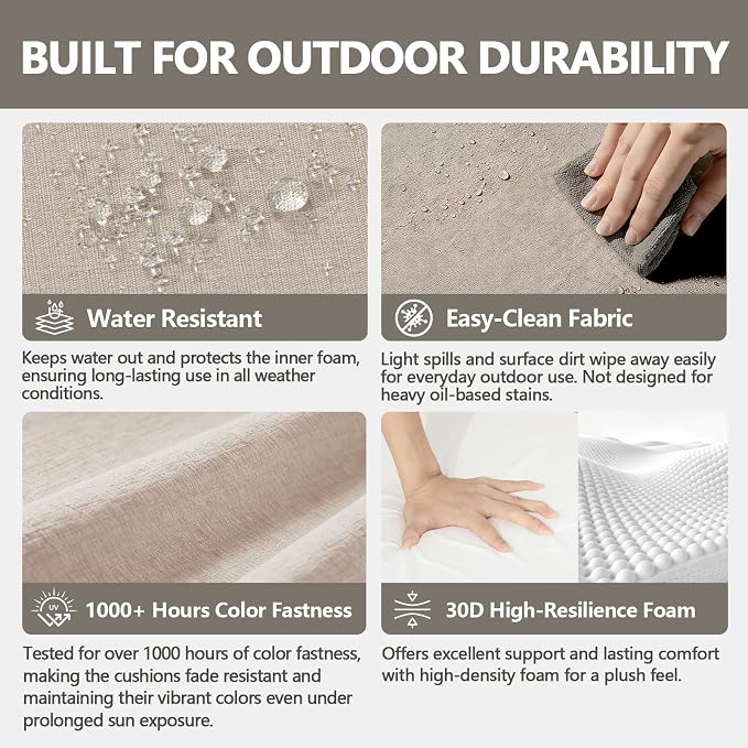 Goodgoods 24 x 24 Outdoor Patio Deep Seat Cushions 2-Pack, 1000+ Hours - Image 3