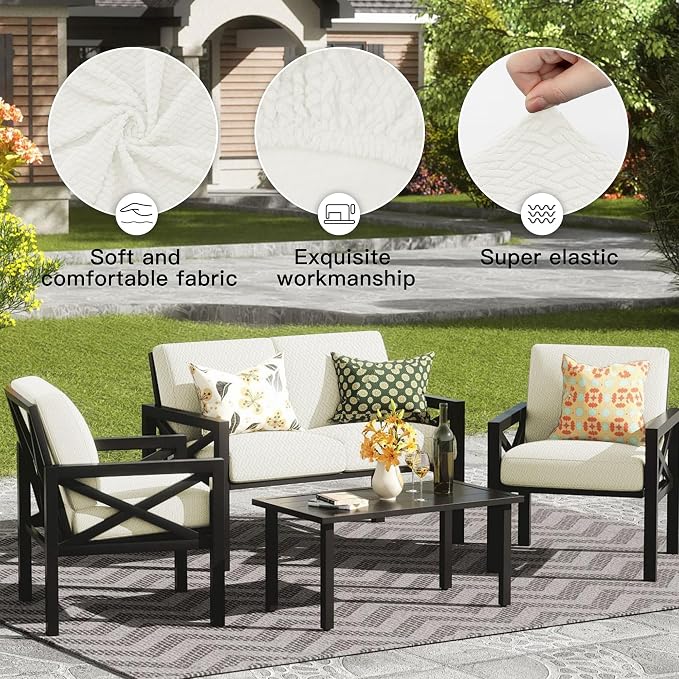 8Pcs Outdoor Cushion Covers, Patio Cushion Covers, Stretch Elastic Slipcovers - Image 4