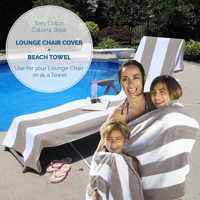 Superior Cabana Cotton Lounge Chair Cover, Outdoor Towel/Chaise Furniture Covers - Image 5