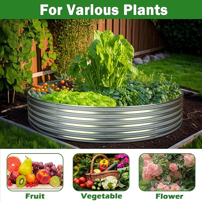 OUSHENG 5x5x1ft Round Galvanized Raised Garden Beds Outdoor, Steel Fire Pit - Image 5