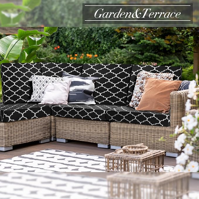Newwiee 8 Pcs Stretch Patio Outdoor Cushion Covers Waterproof Replacement Sofa - Image 4