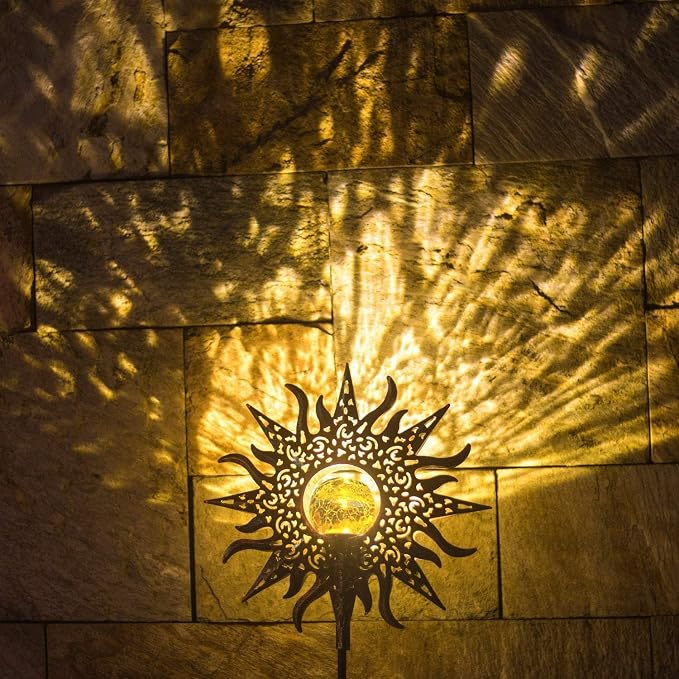 TAKE ME Sun Solar Lights Outdoor Waterproof Metal Garden Stakes - Image 4