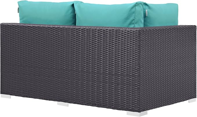 Modway Convene Wicker Rattan Outdoor Patio Left Arm Loveseat in Espresso - Image 4