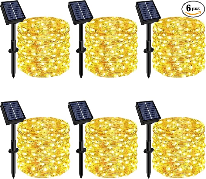 Solar String Lights Outdoor Waterproof 6 Pack Total 198ft 600LED 8 Modes by Slyuexu