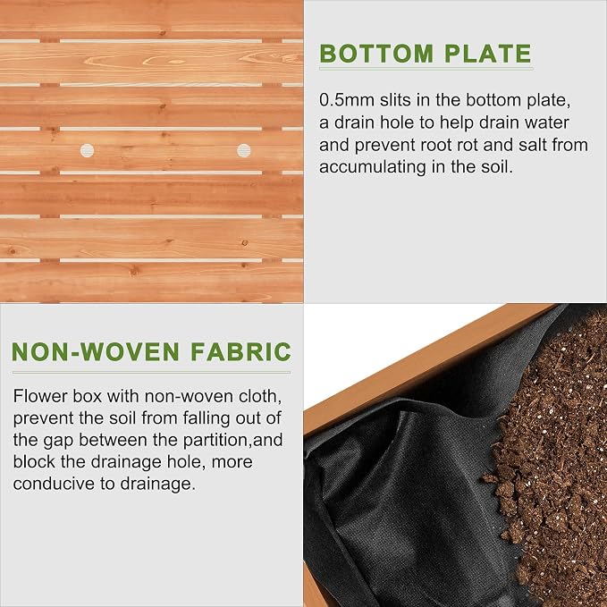 BIRASIL Outdoor Raised Garden Bed, Wood Planter Box - Image 5