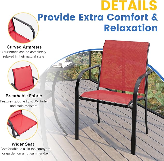VICLLAX Patio Dining Set for 6, Outdoor Furniture Set Includes 63" Rectangle - Image 4
