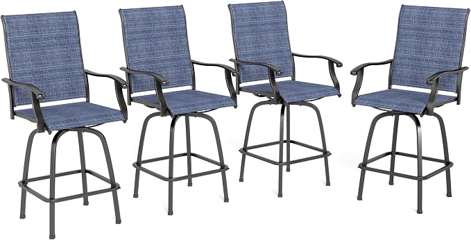Sophia & William Patio Swivel Bar Stools Set of 4, Bar Height Patio Chairs by SophiaWilliam