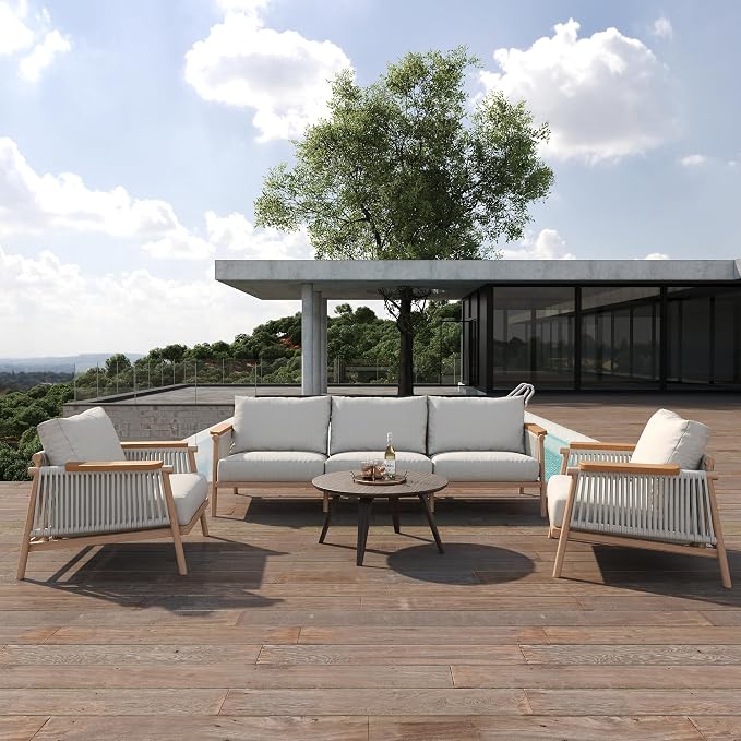 Acanva Modern All-Weather Aluminum Outdoor Patio Sofa - Image 5