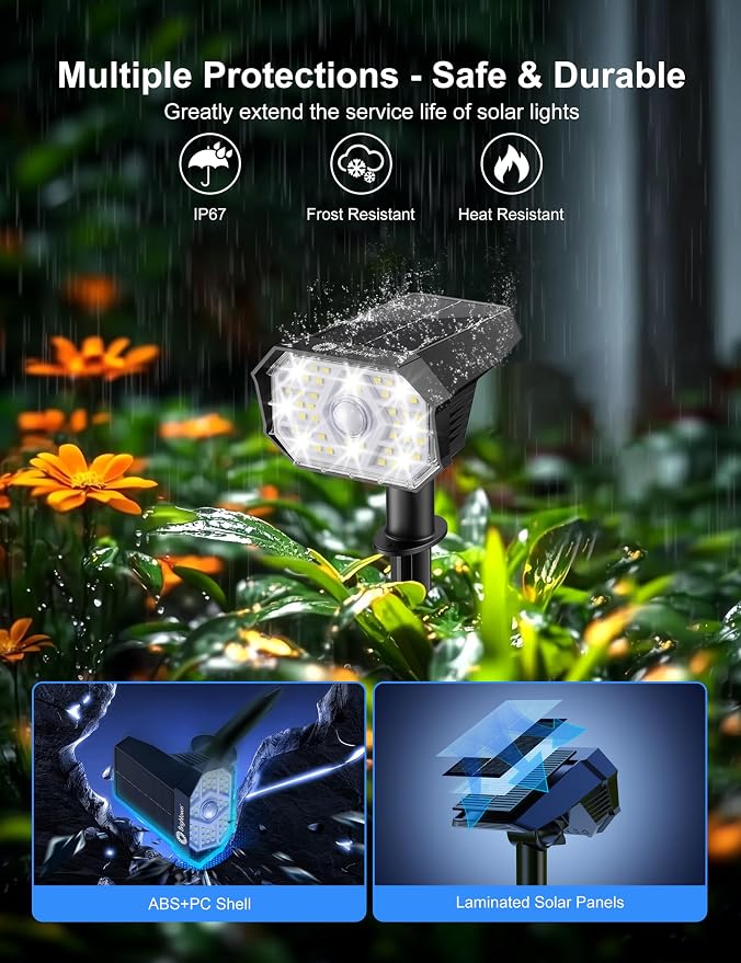 Brightown 6 Pack Solar Motion Lights Outdoor Waterproof, Motion Sensor Spot - Image 4