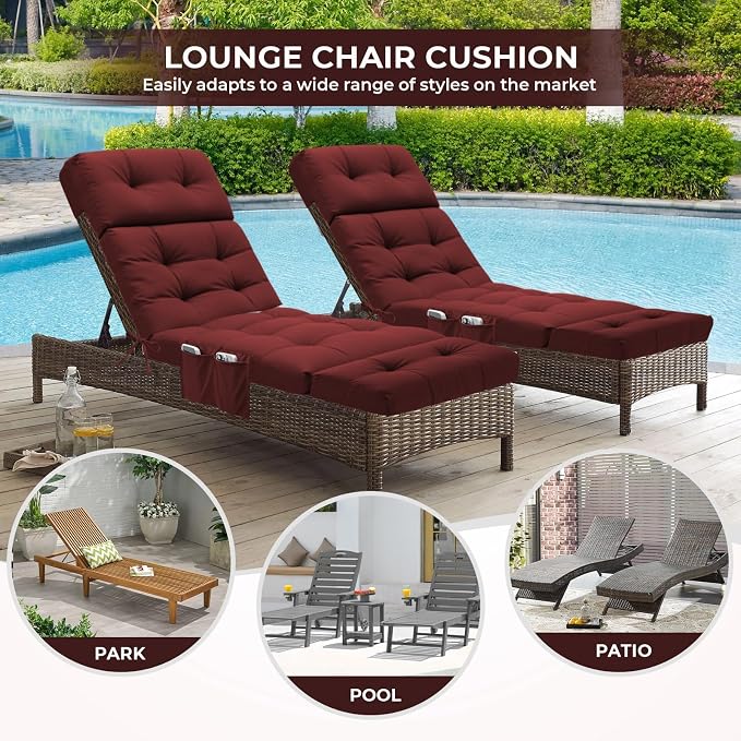 Outdoor Chaise Lounge Chair Cushion Waterproof 74.4 x 22 x 4.7 Inches Lounge - Image 7