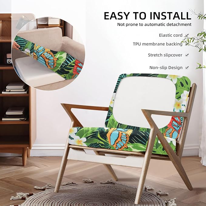 8Pcs Outdoor Cushion Covers, Patio Cushion Covers, Stretch Elastic Slipcovers - Image 5