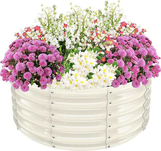 17" Tall Elevated Round Metal Rised Garden Bed- 3.3'x3.3' in Size and 0.8MM by TBMLC