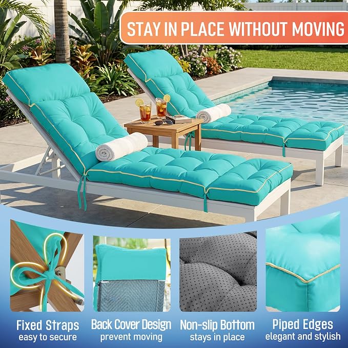 MAGIC ELEPHANT Chaise Lounge Cushion Outdoor, Memory Foam Patio Lounge Chair - Image 4