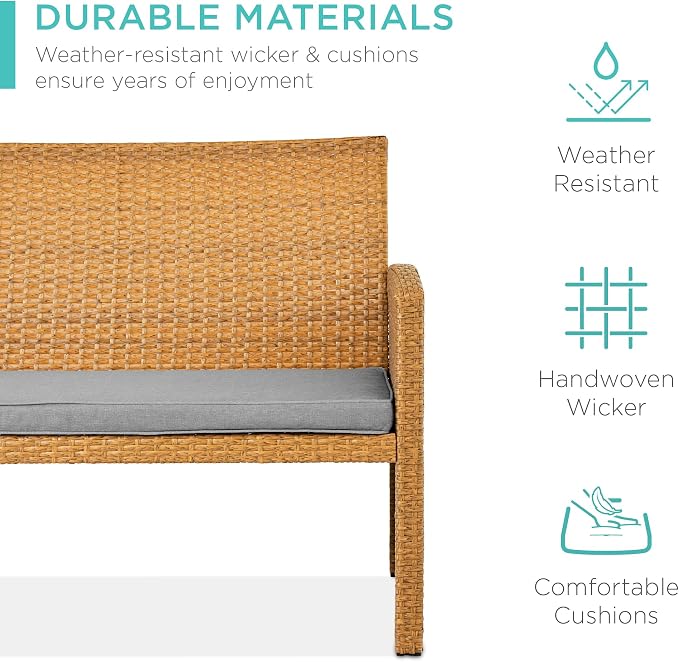 Best Choice Products 4-Piece Outdoor Wicker Patio Conversation Furniture Set - Image 3