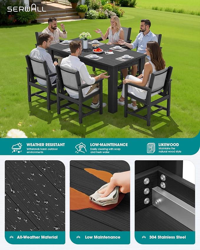 SERWALL 10 Piece Outdoor Dining Table Sets - Image 4