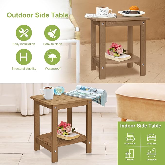 Y&M Outdoor Side Table, HIPS Adirondack Small Double Layer Table, Waterproof - Image 6