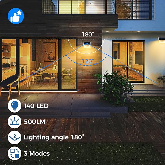 Peasur Solar Lights Outdoor Motion Sensor Waterproof, 3 Modes Security Wall - Image 7