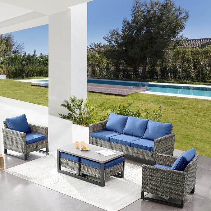 Belord 6 Piece Outdoor Furniture Patio Wicker Sofa Set, Oversize Outdoor Dining by Belord