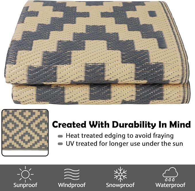 SAND MINE Reversible Mats, Plastic Straw Rug, Modern Area Rug, Large Floor Mat - Image 4
