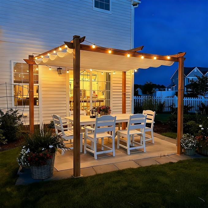 PURPLE LEAF 10' x 10' Outdoor Retractable Pergola by PURPLELEAF