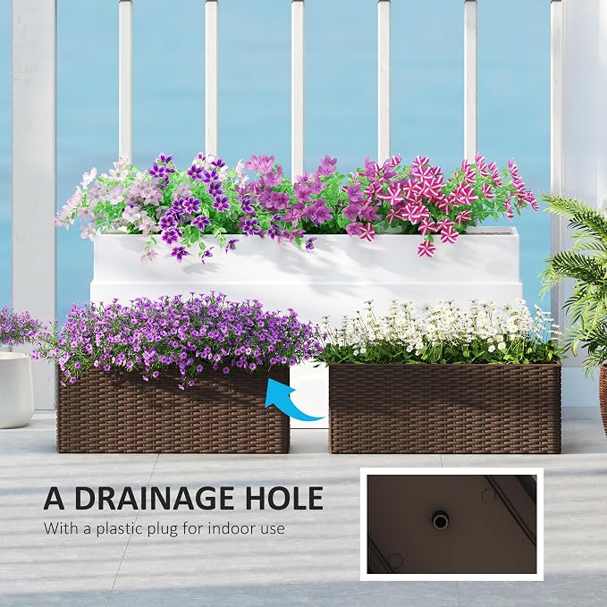 Outsunny Railing Planter Box, Hanging Flower Pots - Image 6