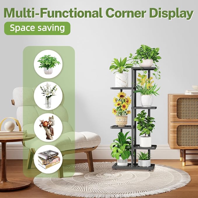 iDavosic.ly Plant Stand with Grow Light Indoor Outdoor, 5-Tier Tall Metal - Image 9