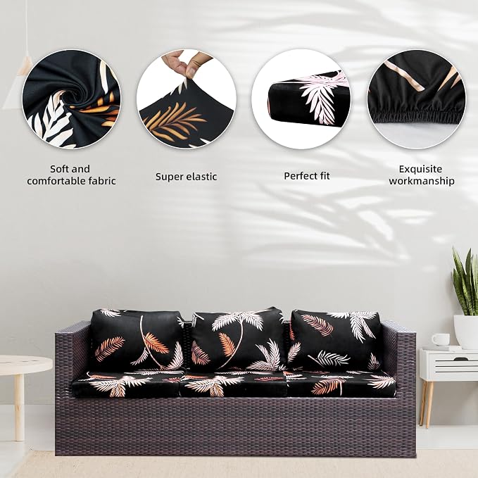 8Pcs Stretch Patio Cushion Covers, Outdoor Couch Covers Replacement, Outdoor - Image 3