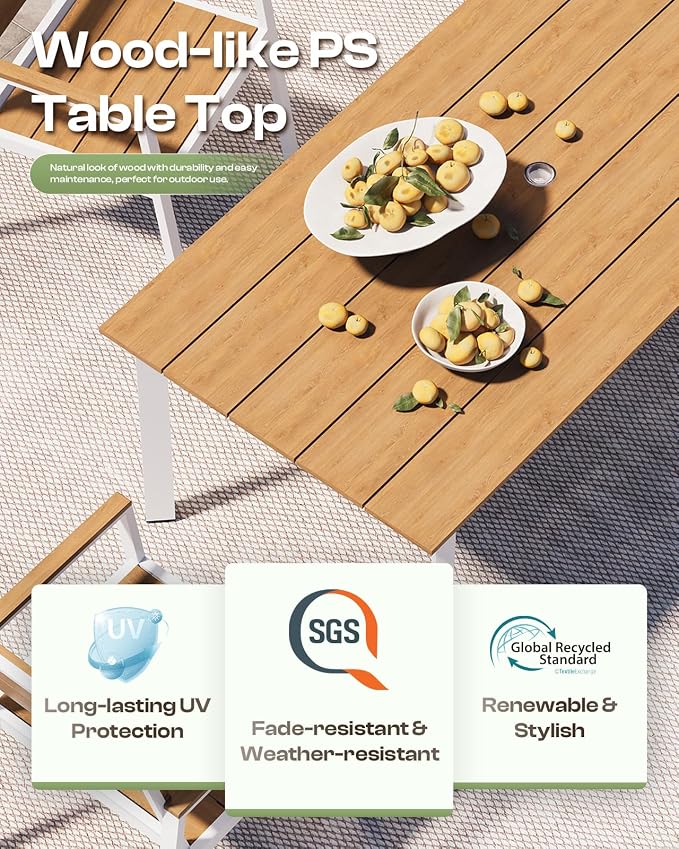 67"*32.3"*29.5" Patio Dining Table, Seamless Rectangle Aluminum + HDPS Outdoor - Image 3