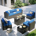 Aoxun Patio Furniture Set with Fire Pit Table, 8 Piece Outdoor Sectional Sofas by Aoxun