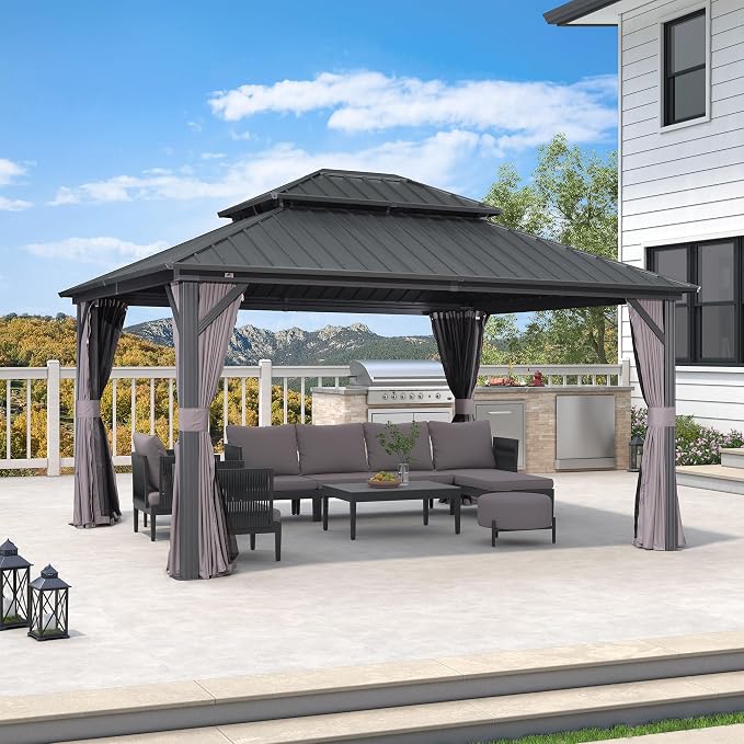 PURPLE LEAF 12' X 14' Hardtop Gazebo Patio Hardtop Gazebo - Image 2