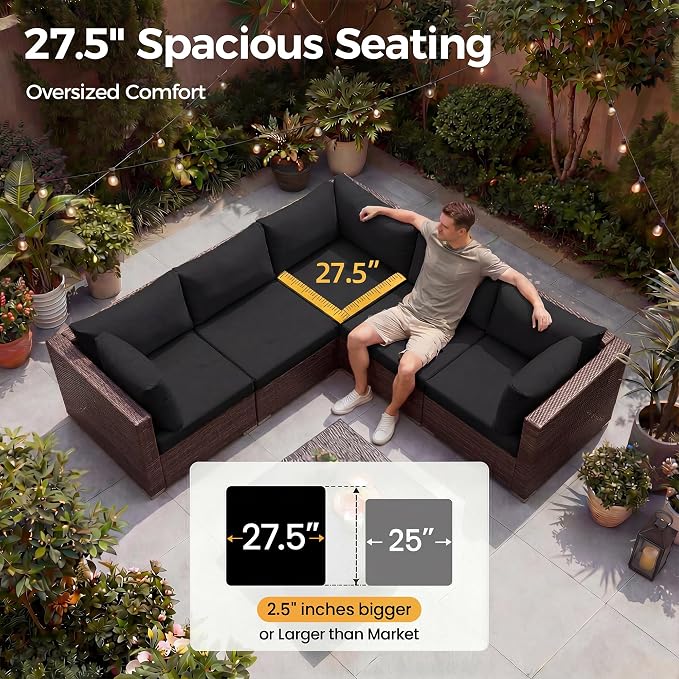 NICESOUL 8 Seater Modern Outdoor Seating Group, Plus Size Big Wicker Patio - Image 5