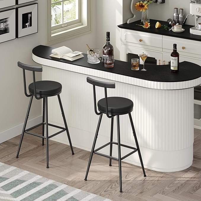 Bar Stools, Bar Chairs with Backrest and Footrest, Kitchen Stools with by MAHANCRIS