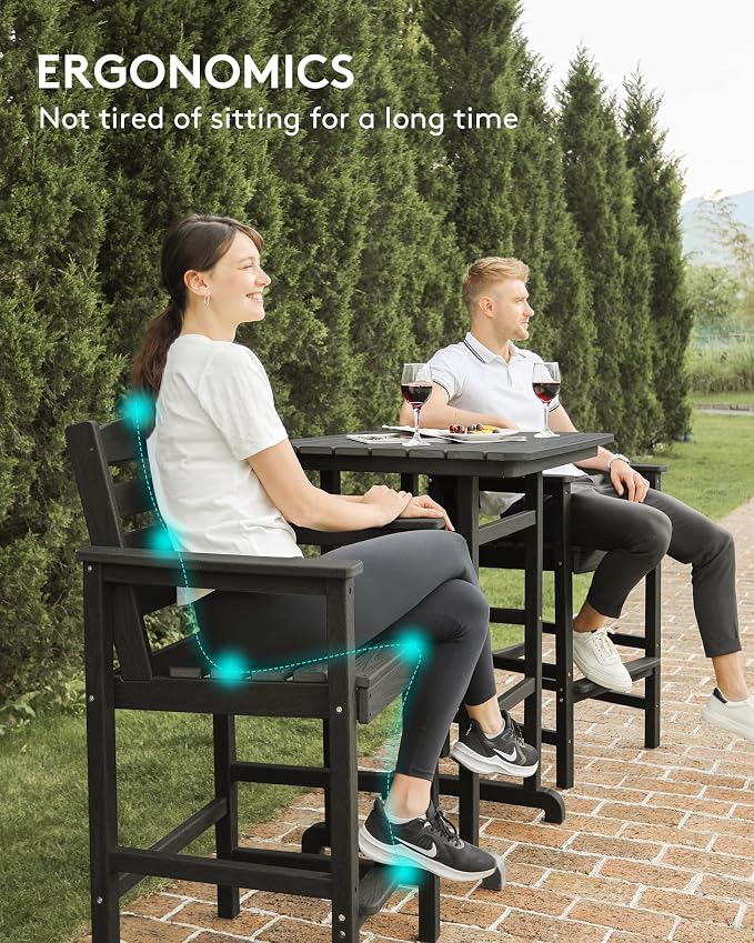 SERWALL Balcony Adirondack Chairs and Table 3 Pieces Set, Adirondack Bar Height - Image 6
