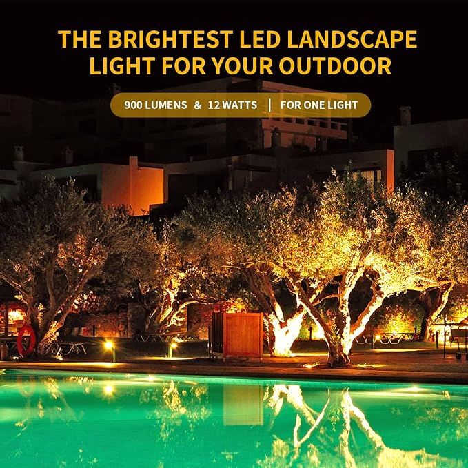 Warm White Spot lights Outdoor, 12W 3000K Landscape Spot Lights, IP65 - Image 2