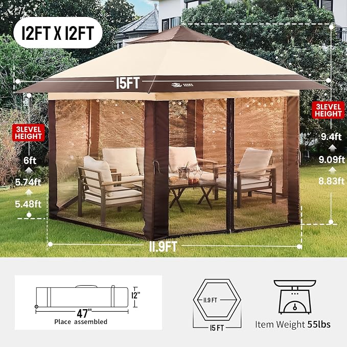 CROWN SHADES 12x12 Pop Up Gazebo - Image 6