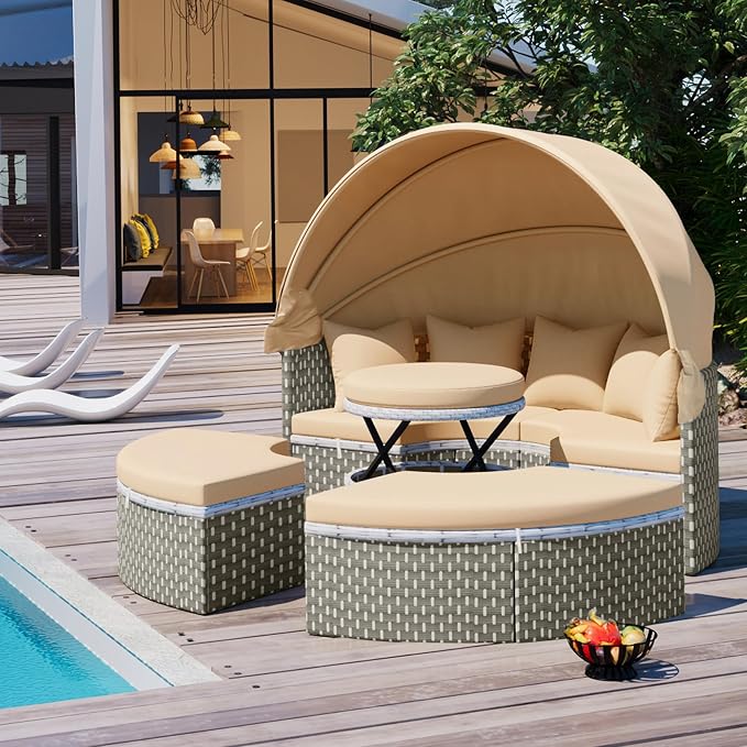 Merax All-Weather Patio Round Outdoor Sectional Sofa Set by Merax