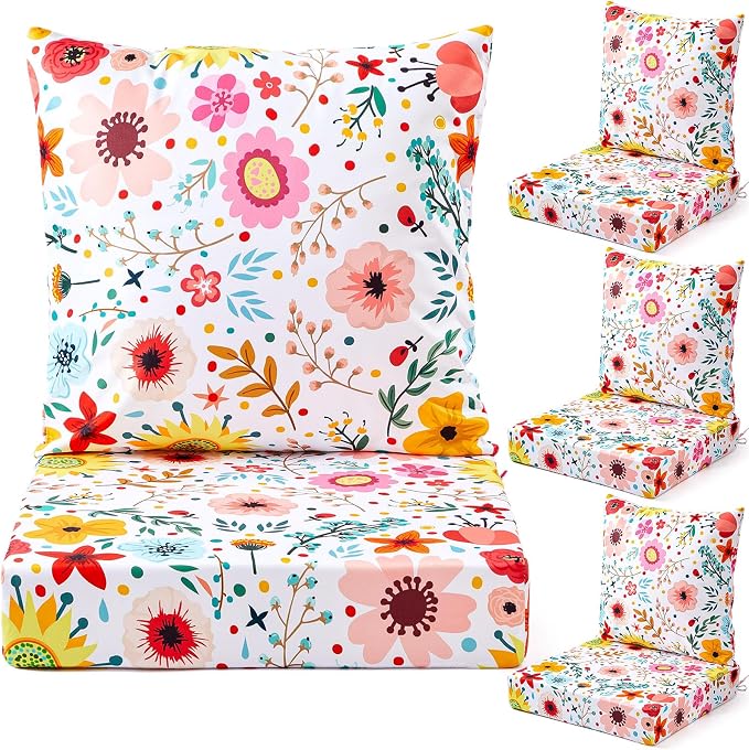 Hoteam 4 Set Outdoor Chair Patio Cushions 20 x 20 Inch Deep Seat Waterproof by Hoteam