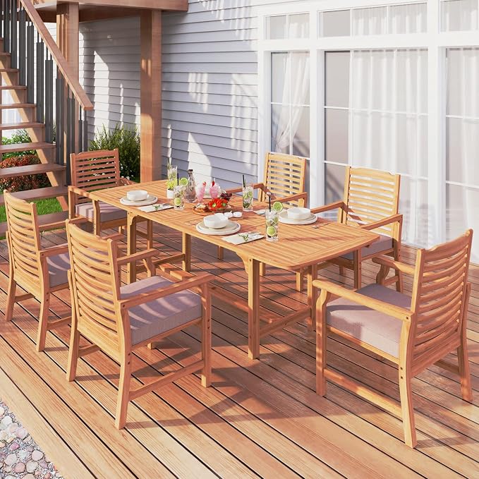 Sophia & William Acacia Wood Expandable Patio Dining Table - Image 5
