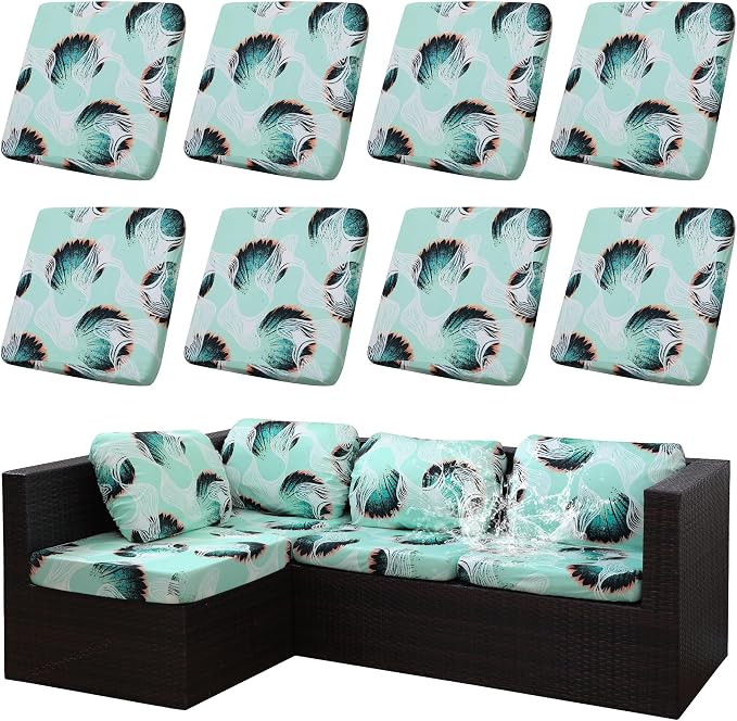 8Pcs Outdoor Cushion Covers, Patio Cushion Covers, Stretch Elastic Slipcovers by dreahoteztil