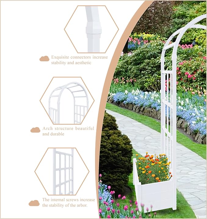No-Dig 40" W x 86" H Vinyl Arbor - Image 4