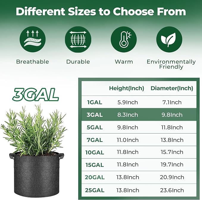 T4U 3 Gallon Grow Bags, Upgrade Grow Bags - Image 2