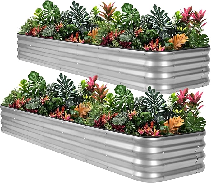 1MORE Raised Garden Bed -8X2X1 Galvanized Planter Box by 1MORE