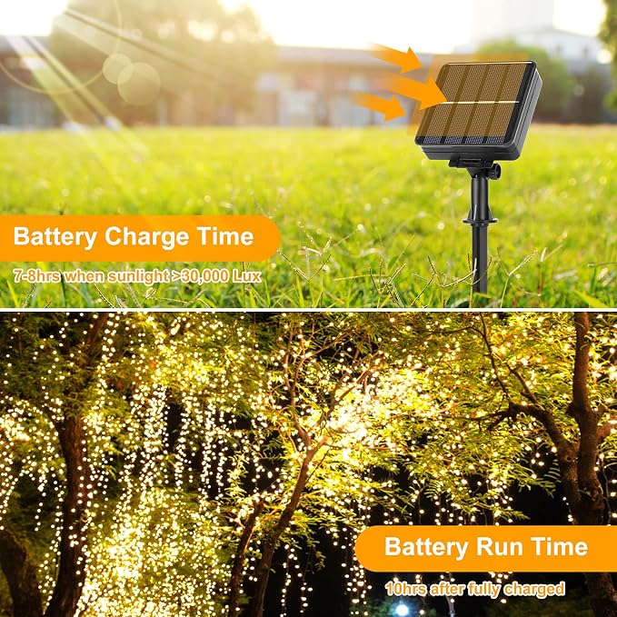 Extra-long 288FT 800LED Solar Fairy String Lights, 8 Lighting Modes, Warm White - Image 3