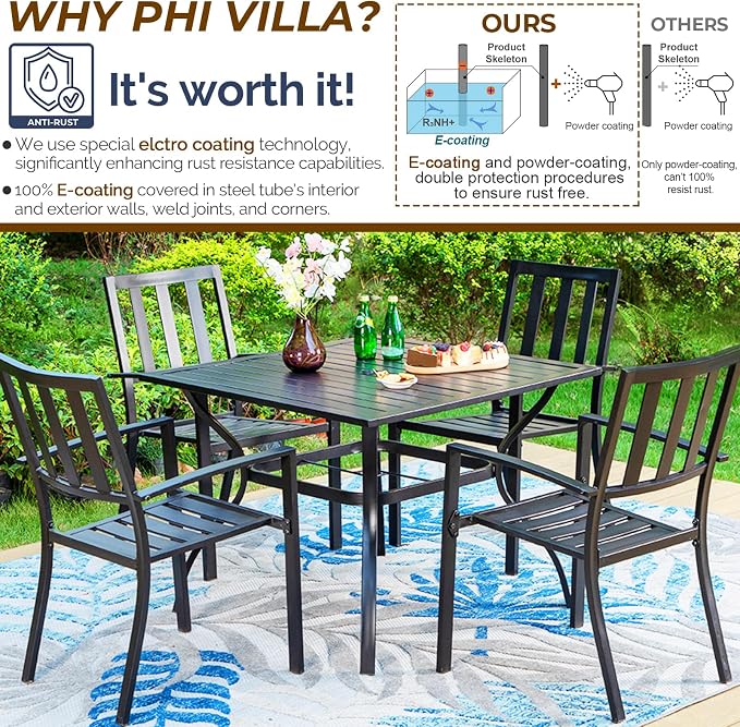 PHI VILLA 5 Piece Outdoor Dining Set - Image 7