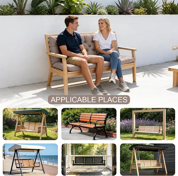Porch Swing Cushions, Outdoor Swing Replacement Cushions 3 Seater - Image 6