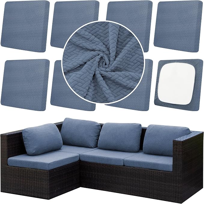 8Pcs Outdoor Cushion Covers, Patio Cushion Covers, Stretch Elastic Slipcovers by dreahoteztil
